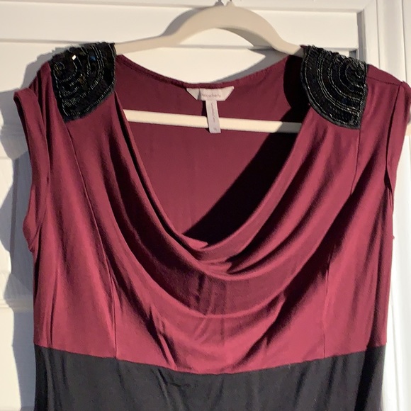 Pepper berry black/cranberry dress top with sequined shoulders! - Picture 2 of 9